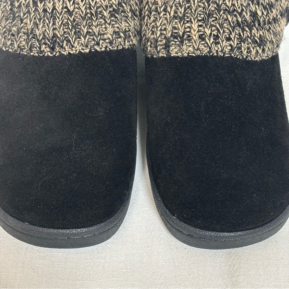 Clarks Angelina Knitted Collar Suede Clog Slipper Mule Shoe-Black-Women Size 9 - Picture 2 of 11